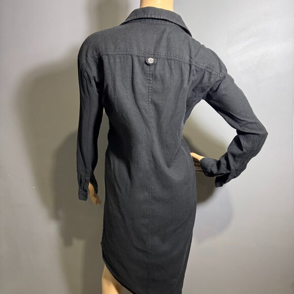 prAna La Noa Hemp Black Button-Down Shirt Dress 🖤 Soft Eco Casual - Picture 6 of 9